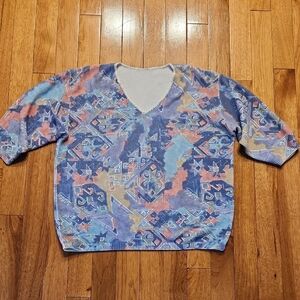 Vintage Style Southwest Aztec Oversized Knit Sweater Tribal Print Women’s